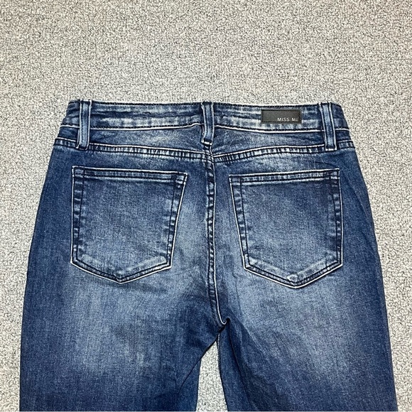 Miss Me Ankle Skinny Jeans Womens Size 26 Blue Studded Rhinestone Faded Denim - Picture 11 of 12